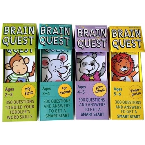 4pcs/set Brain Quest English intellectual develop card books questions and answers card smart start Child kids 2-6 years