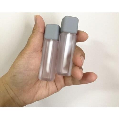 50/100pcs 5ml Frosted Gray Green Empty Lip Gloss Wand Tubes Cosmetic Square Liquid Lip Balm Package Bottle Matte Lipgloss Shell