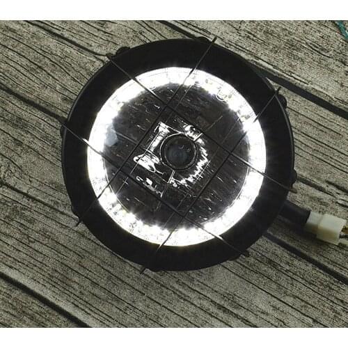 6.9'' Cafe Racer custom headlight tracker Grille headlamp motorcycle front light LED Daytime Running Light