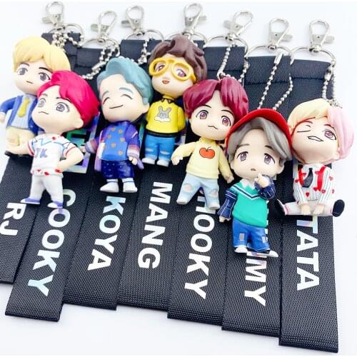 7PCS/set Ban Boys Groups Model Toys KP Star TOP Group PVC Keychain Action Figures Keyring Bt Kid