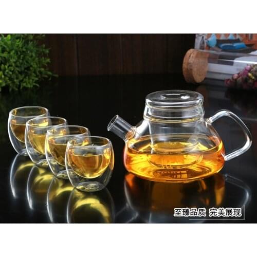 Free shipping Chinese heat-resistant glass teapot, glass tea pot 600ml, short mouth tea set