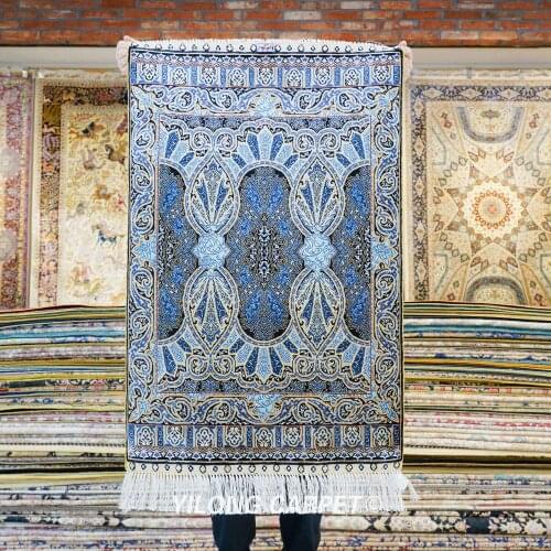 YILONG 2'x3' handmade pure silk carpet exquisite hand knotted qum silk rug (YWX147A)