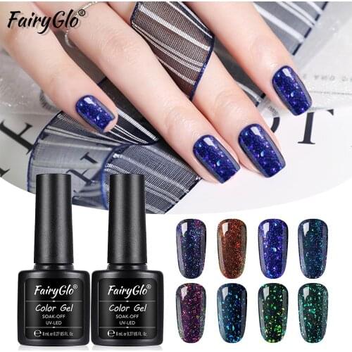 FairyGlo 8ML Chameleon Starry UV Ge Polish Glitter Soak Off Gel Nail Polish Vernis Semi Permanent Manicure Nail Art Lacquer
