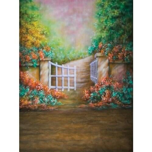 Hand Painted Scenic Pathway Muslin Backdrop Pregnant Woman Baby Portraits Studio Professional flower Photo Background Prop