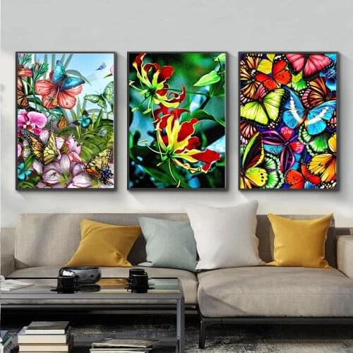 GATYZTORY 3PC Colorful Butterfly Painting By Number Handpainted Unique Gift 40x50cm Linen Canvas Home Living Room Decor Paints