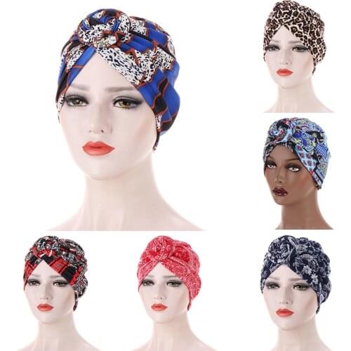Floral Printing Ladies Turban Bonnet top knot Inner Hijab Caps african twist headwrap Women head wraps India Hat Hijabs Cap 2021