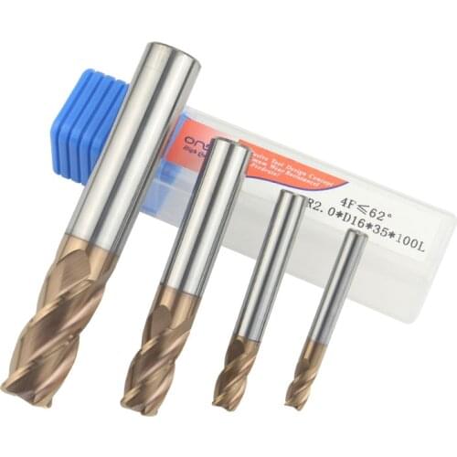 HRC62 Corner Rounding End Mills 4 Edge R0.2mm R0.5mm R2mm Tungsten Alloy Milling Cutter R Angle CNC Straight Shank End Milling