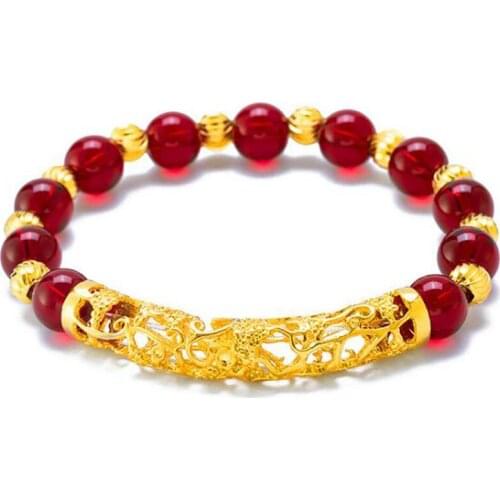 Imitation beads wear elastic line bent tube bracelet Domineering Vietnam sand gold bracelet wholesale