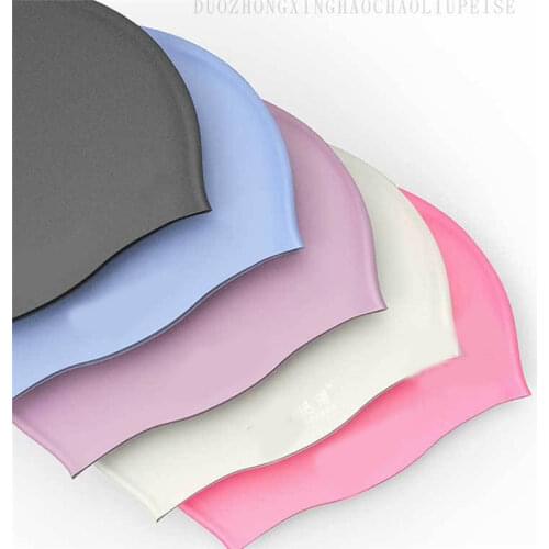 New Women Fabric Swimming Cap Protect Long Hair Ears Pleated Flowers Printed Swim Pool Caps Hat Plus Size For Women Men Swimwear