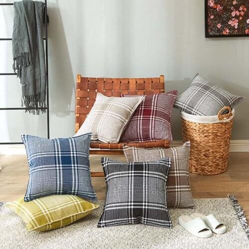 Classic Plaid Linen Cushion Cover for Hogar Modern Nordic Decorative Pillow Covers Christmas Halloween Throw Pillows Cojines