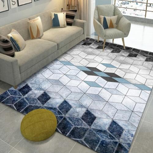 Modern Geometric Living Room Rug Diamond Velvet Bedroom Kitchen Mat Carpet Entrance Doormat Anti-slip Hallway Corridor Area Rug