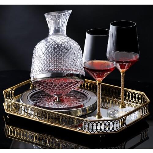 Crystal glass top spin decanter personalized mirror carved red wine tumbler net red the same high-end suit Wine decanter