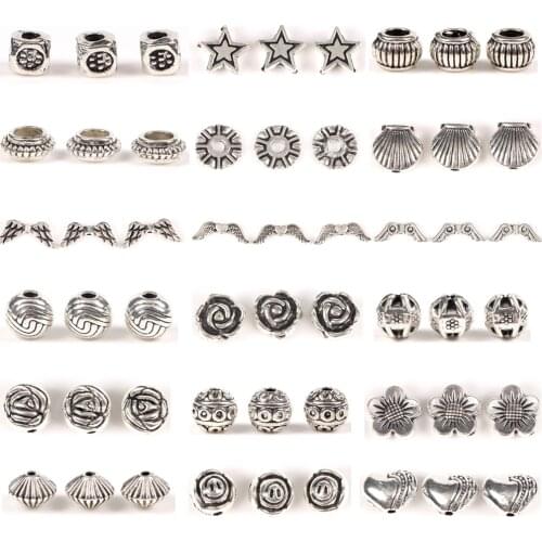 50pcs Metal Silvers Star Wing Loose Spacer Beads for Jewelry Making DIY Charm Bacelet Accessories