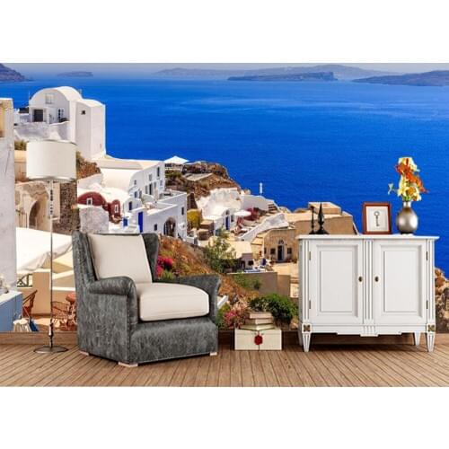 Papel de parede Beautiful greek city 3d wallpaper mural,living room kitchen tv wall bedroom wall papers home decor