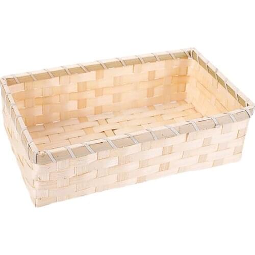 Hand-woven Bamboo Storage Basket Fruit Candy Dish Rattan Bread Basket Kitchen Food Picnic Sundry Container Home Decor