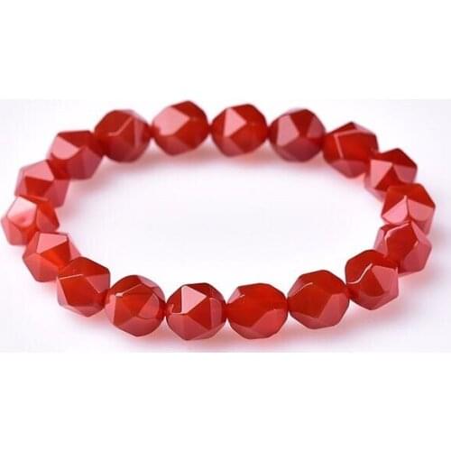 Natural Round Red Faceted Carnelian Bracelet Girls Yoga gifts
