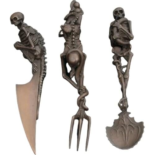 Halloween Gift Skeletal Cutlery Sets Metal Tableware Holiday Party Desktop Decoration D1