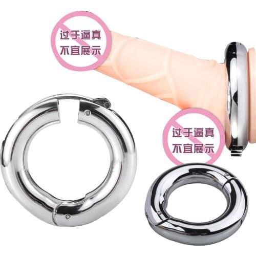 Fake piercing Metal Scrotum Pendant Ball Stretchers Testis Weight penis Restraint Stainless Steel cock Lock Ring Delayed firmnes