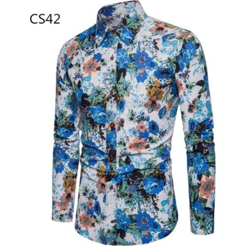 Spring Autumn Fashion Mens Luxury Floral Shirts Casual Rose Flowers Print Long Sleeve Slim Fit Formal Business Dress Shirts