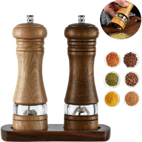 Manual Pepper Grinder Wooden Salt And Pepper Mill Multi-Purpose Cruet Kitchen Tool With Ceramic Grinder for Kitchen Household