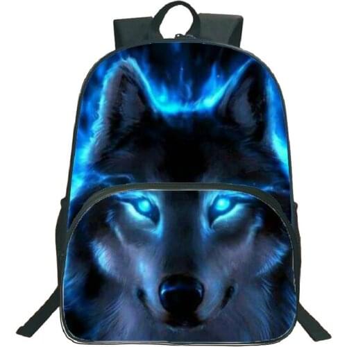 16 Inch School Backpack Student Boys Girls School Bags Laptop Backpacks Wolf 3d Printed Bagpack Bolsas Escolares Femme Hombre