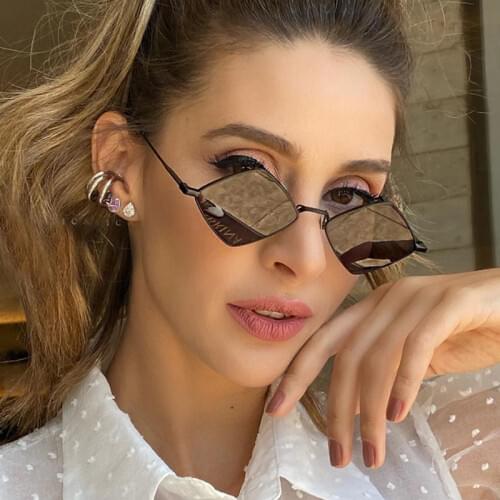 Vintage Irregular Small Frame Black Sunglasses For Women New Fashion Brand Rhombus Gradient Sun Glasses Female Uv400 Shades 2020