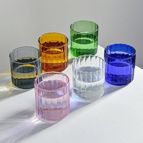 Hot Japanese Style Multi Color Glass Cup Vertical Striped Beer Glass Mug Transparent Juice Milk Water Glass Cup Creative Gift