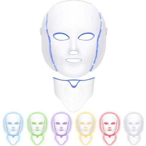 Led Facial Mask 7 Colors Light Photon Therapy Mask With Neck Anti Acne Wrinkle Removal Skin Rejuvenation Beauty Skin Care Device