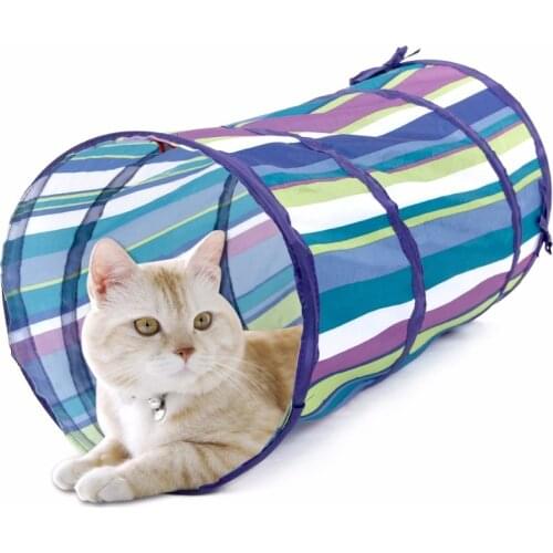 Pet Tunnel Cat Play Tunnel Crinkle With Ring Bell Kitten Play Toy Collapsible Colorful Bulk Cat Toys Rabbit Play Tunnel 3 Colors