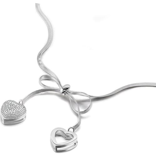 Creative Simple cute Bow Necklace for Women Korean Fashion Exquisite Sweet 925 Silver Short Chain Accessories e Jewelry gift