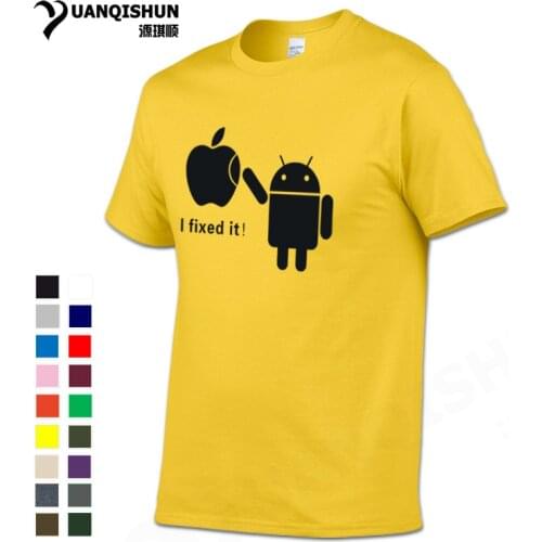 YUANQISHUN Boutique T-shirt Android Robot I Fixed It Apple Funny Men T Shirts Creative Design Spoof Tshirt Cotton Casual Top Tee