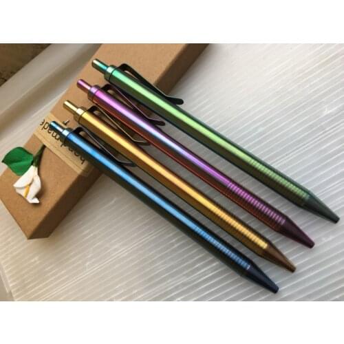 1 Piece Colorful Titanium Alloy Ballpoint Pen Press Pen Click Pen with G5 Refill