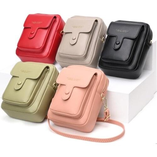 2021 New Fashion Solid Color PU Mobile Phone Bag Card Holders purses and Handbags Money Pockets Shoulder Bag luxury designer