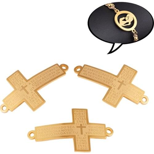 3pcs/lot Stainless Steel Handmade Cross Christ Ornaments Religious Charm Pendant Making Dropship