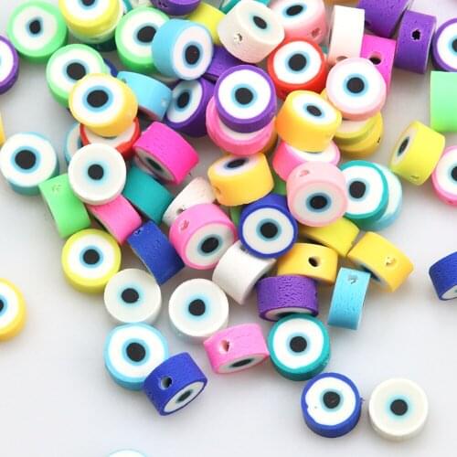 50pcs/lot10mm Demon Eyes Mixed Multicolor Clay Polymer Beads Spacer Beads Used in Jewelry Making DIY Bracelet Necklace