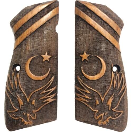 Belgium Browning 14 Compatible the Moon the stars and Eagle Pattern Laser Cut Wooden Grip Mod3