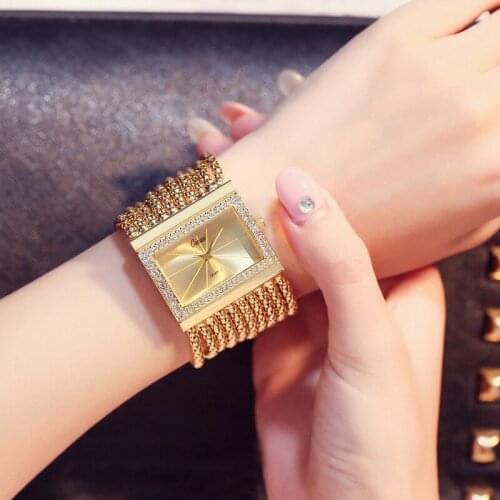 Brand fashion rhinestone women watch lady fashion square tassel bracelet watch gold quartz female mujer reloje zegarek damski