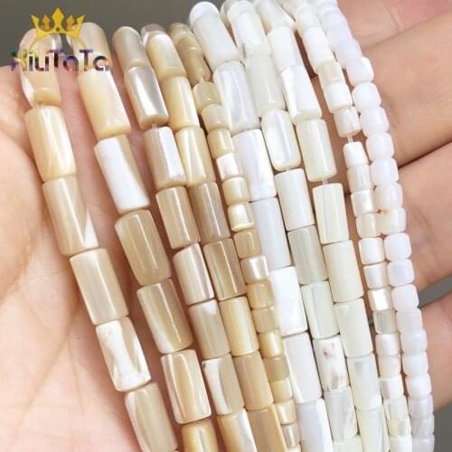 Natural Trochus Top Shell Stone Beads Cylinder Shape Loose Bead For Jewelry DIY Making Bracelet Earring 15" 3.5*3.5/4*8/5*10mm