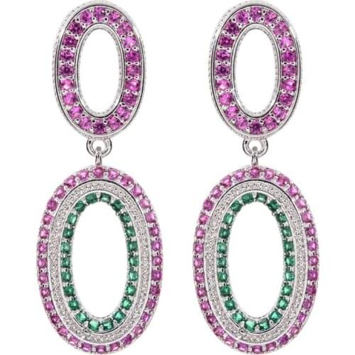 Elegant fashion oval micro-set zircon earrings, a simple and elegant female/girl sweet romantic jewelry earrings