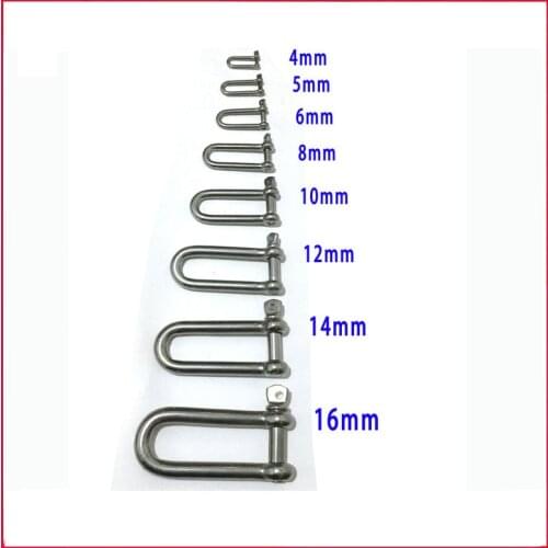 HQ AC2 AISI316 Marine Grade Long Straight D Shackle Stainless Steel Anchor Shackle Chain Wire Rope Connector