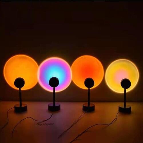 INS Rainbow Sunset Projector Night Lights USB Romantic Desk Lamp Lights for Bedroom Living Room Decoration Led Nightlight Lamp
