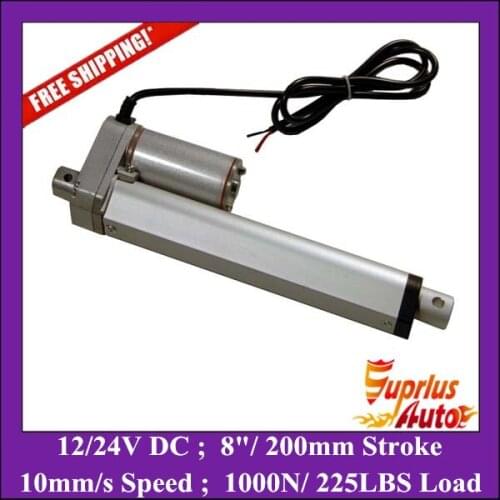 Free Shipping 12V DC 8inch/ 200mm stroke linear actuator 10mm/s speed 1000N/225lbs/100kgs Force electric linear actuator - SL14