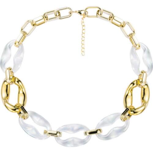 Chunky CCB Resin Link Chain Collar Necklace Women Exaggerated Chokers Necklace Boutique Hip Hop Jewelry Wholesale