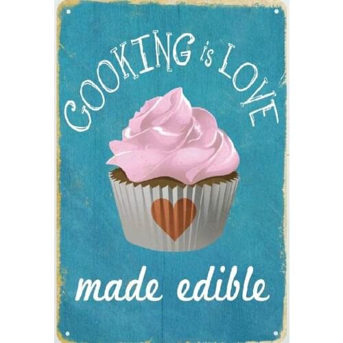 Fast Food Cupcake Vintage Style Metal Sign Iron Painting for Indoor & Outdoor Home Bar Coffee Kitchen Wall Decor 8 X 12 Inch