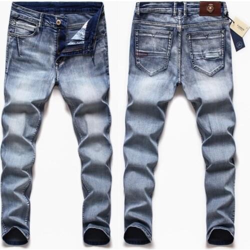 Men Casual Pants Plus Size 2021 Autumn New Arrival Fashion Brand Men Jeans Washed Slim Jeans for 40 42 44 46