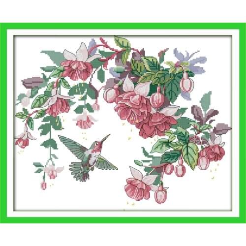 Hummingbirds cross stitch kit flower bird 18ct 14ct 11ct count canvas stitching embroidery DIY handmade needlework plus