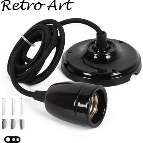 Vintage ceramic pendant lamp cord set E27 E26 DIY pendant lamp kit