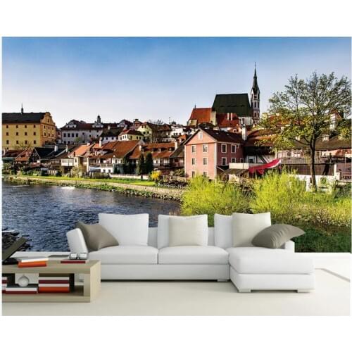 Custom mural 3d photo wallpaper Beautiful seaside architecture wall in a foreign seaside town decor room wallpaper for walls 3 d