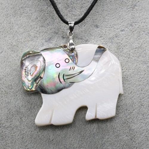 Natural Shell Necklace With Elephant-Shaped Pendant Leather Cord 2MM Charms For Elegant Women Love Romantic Gift