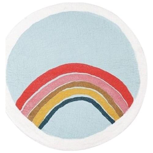 Nordic INS Style Round Area Rugs Kids Children Play Crawling Non-Slip Floor Mat Creative Cartoon Striped Bedroom Bedside Carpet